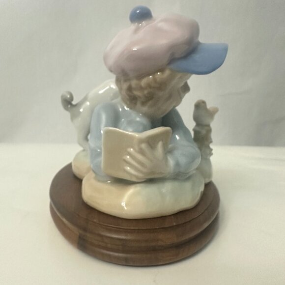 Paul Sebastian Porcelain Figure 1991 Study Buddies Boy Reading With Dog And Bird - Picture 5 of 9
